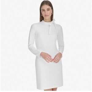 New Andrew Marc Elegant White Long Sleeve Lined Mini Dress Size 4